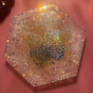 Handmade Holographic Butterfly Coaster.So Pretty